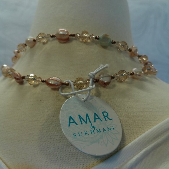 GORGEOUS Champagne Crystal Pearl Necklace & Bracelet (404) - Picture 5 of 13